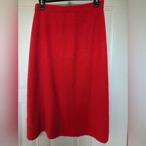 Vintage Yarn Spinners Skirt Knit Acrylic Long Women's Sz Medium Red Christmas